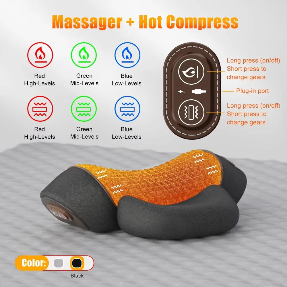 Modenzy Heated Neck Massage Pillow – 3-in-1 Heat, Vibration & Traction for Instant Pain Relief