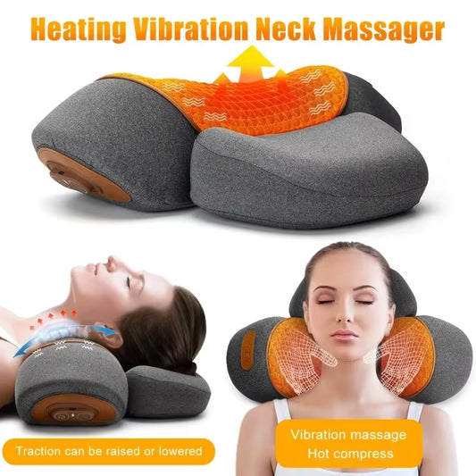 Modenzy Heated Neck Massage Pillow – 3-in-1 Heat, Vibration & Traction for Instant Pain Relief